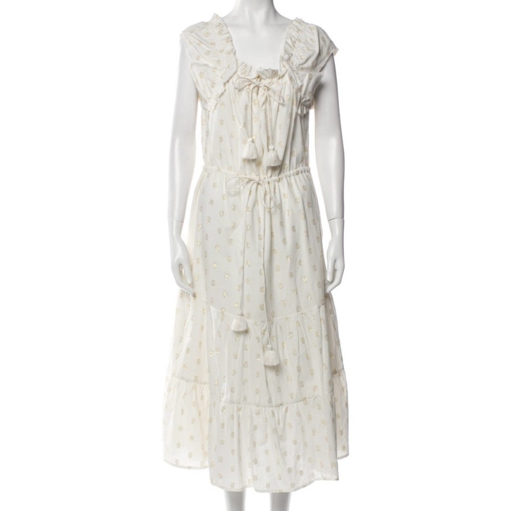 Figue cotton gold polka dot midi dress